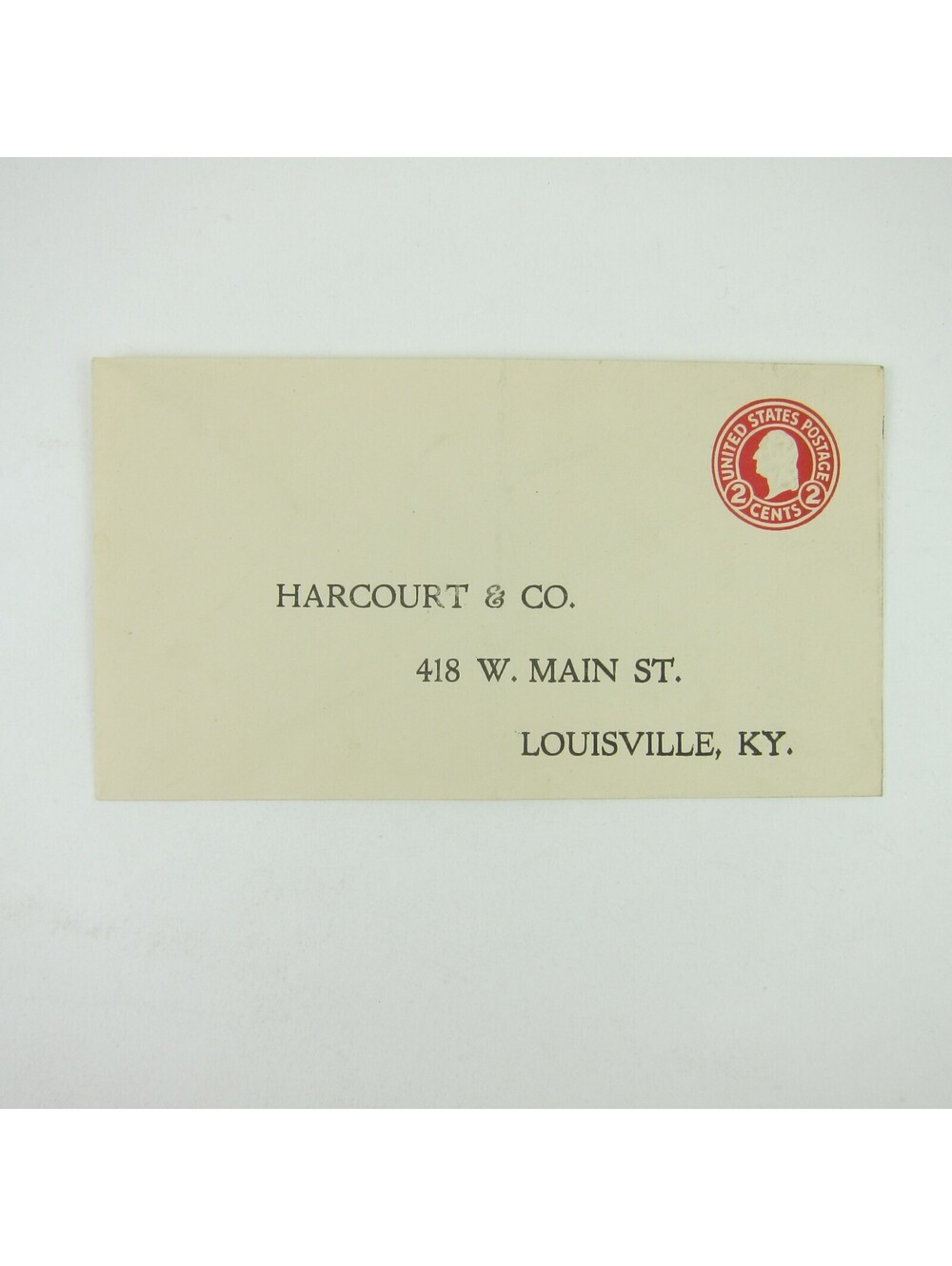 US Postal Stationery Harcourt & Co Louisville Kentucky 2 cent Washington Antique
